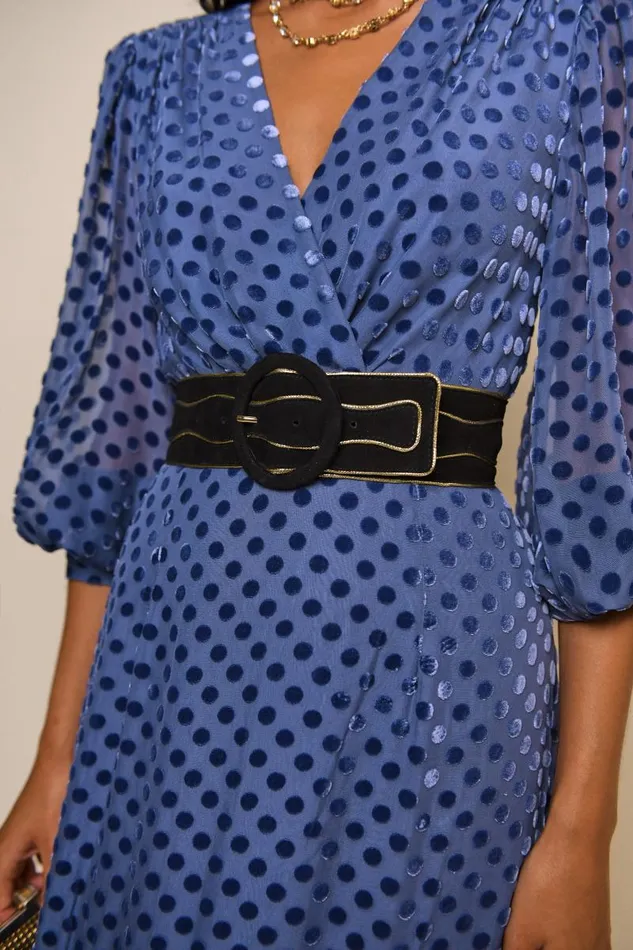 Women Dresses RIXO Elsie Steel Blue Burnout Spot Women Dresses RIXO Elsie Steel Blue Burnout Spot
