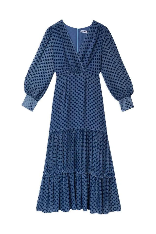 Women Dresses RIXO Elsie Steel Blue Burnout Spot Women Dresses RIXO Elsie Steel Blue Burnout Spot