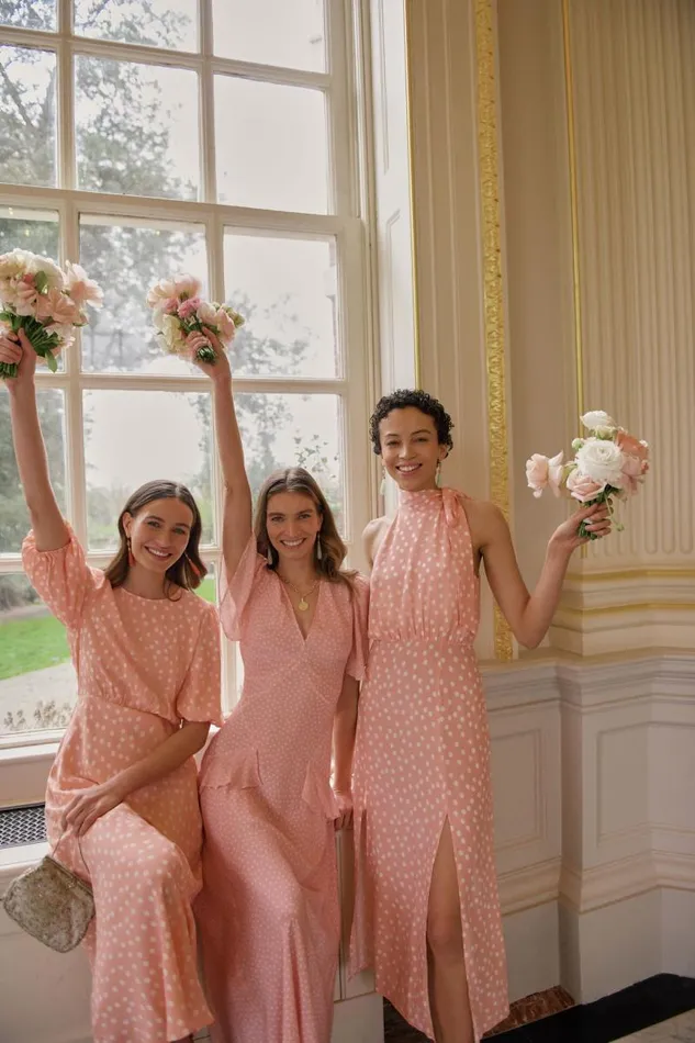 Women Dresses RIXO Evie Spot Pink Women Dresses RIXO Evie Spot Pink