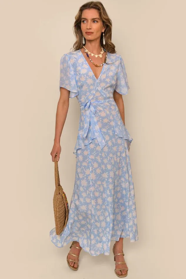 Women Dresses RIXO Evie Vintage Daisy Blue