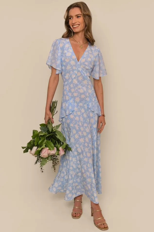 Women Dresses RIXO Evie Vintage Daisy Blue Women Dresses RIXO Evie Vintage Daisy Blue