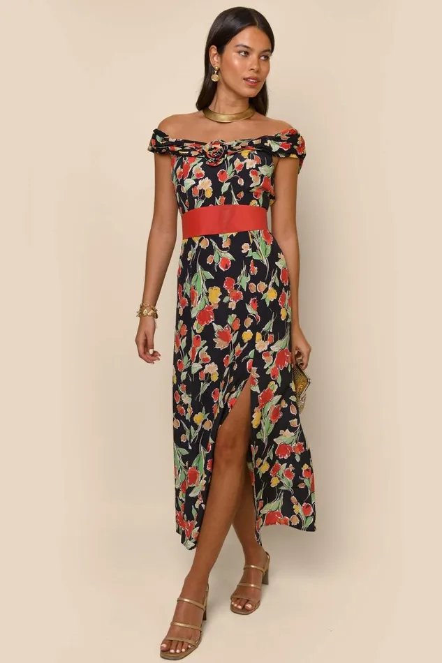 Women Dresses RIXO Freya Fontainhas Floral Black