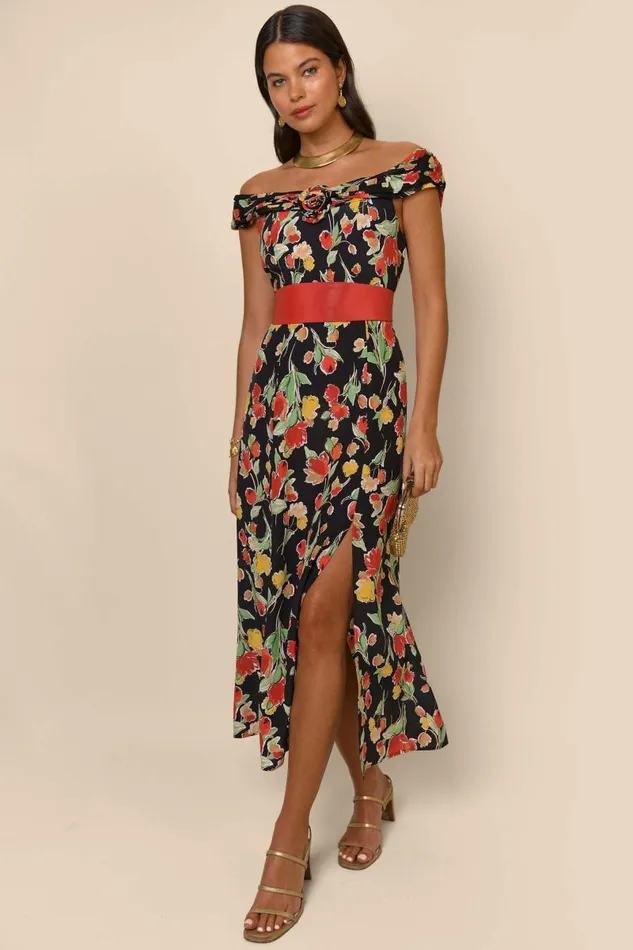 Women Dresses RIXO Freya Fontainhas Floral Black Women Dresses RIXO Freya Fontainhas Floral Black