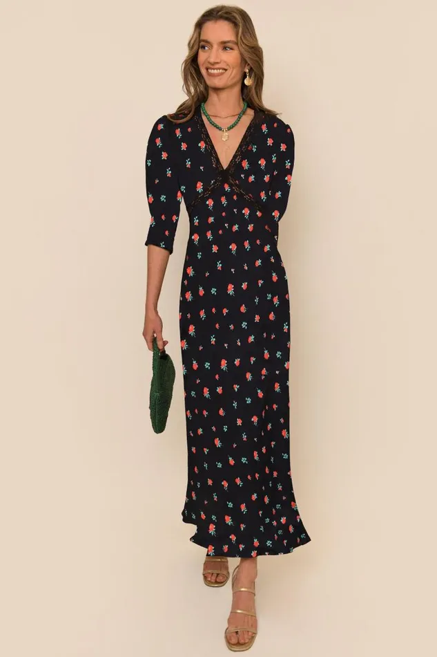 Women Dresses RIXO Gemma Vintage Rose Black