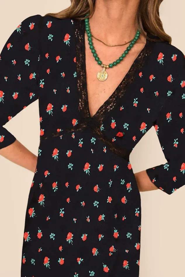 Women Dresses RIXO Gemma Vintage Rose Black Women Dresses RIXO Gemma Vintage Rose Black