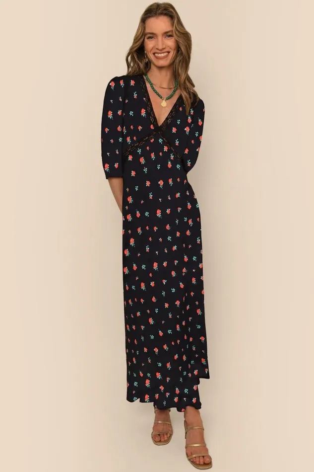 Women Dresses RIXO Gemma Vintage Rose Black Women Dresses RIXO Gemma Vintage Rose Black