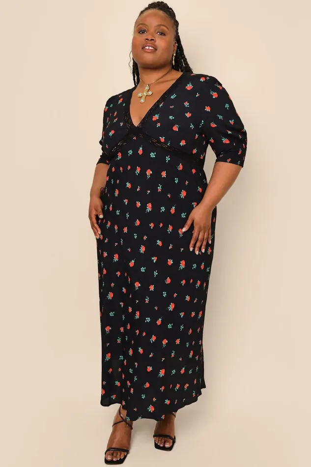 Women Dresses RIXO Gemma Vintage Rose Black Women Dresses RIXO Gemma Vintage Rose Black