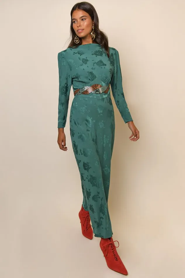 Women Dresses RIXO Ginger Juniper Poppy Jacquard Women Dresses RIXO Ginger Juniper Poppy Jacquard