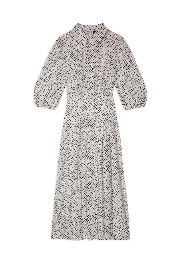 Women Dresses RIXO Izzy White Mini Polka Dots