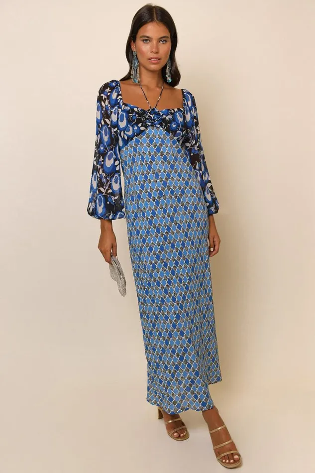 Women Dresses RIXO Jeanie Blue Starlet Floral Mix Women Dresses RIXO Jeanie Blue Starlet Floral Mix