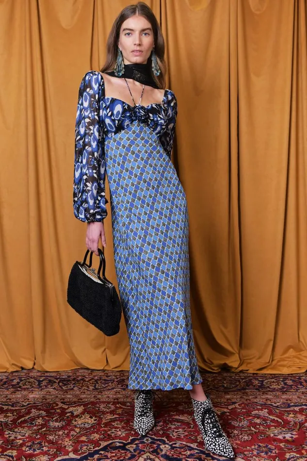 Women Dresses RIXO Jeanie Blue Starlet Floral Mix Women Dresses RIXO Jeanie Blue Starlet Floral Mix