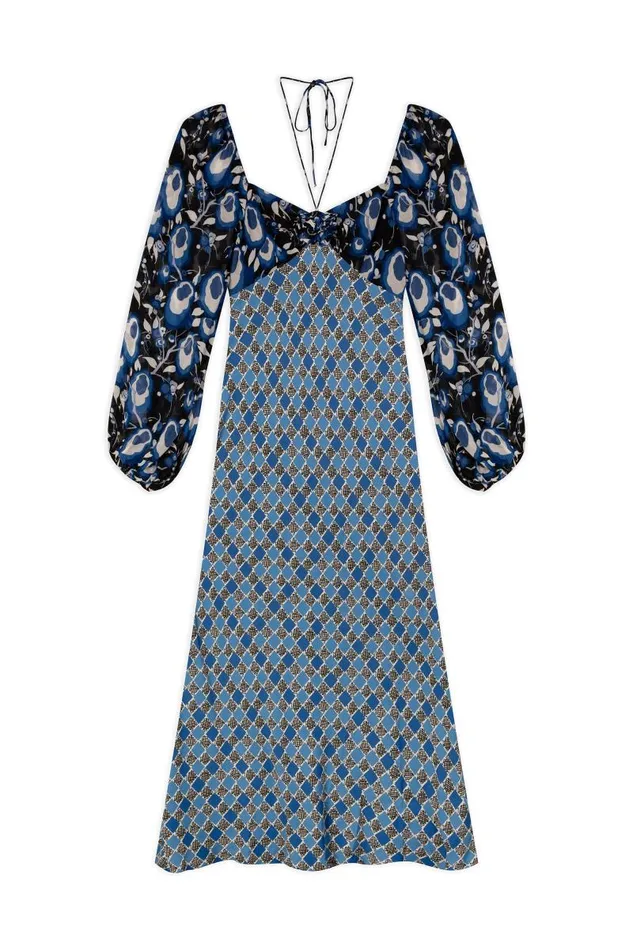 Women Dresses RIXO Jeanie Blue Starlet Floral Mix Women Dresses RIXO Jeanie Blue Starlet Floral Mix