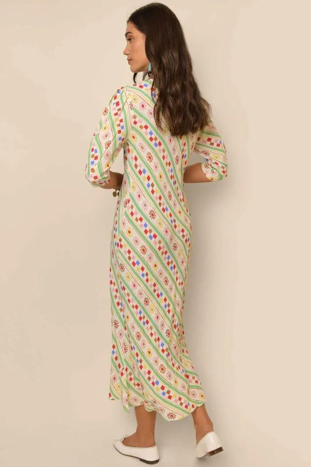 Women Dresses RIXO Jess Cream Retro Stripe Women Dresses RIXO Jess Cream Retro Stripe