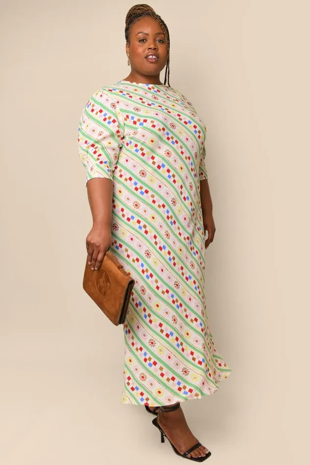 Women Dresses RIXO Jess Cream Retro Stripe Women Dresses RIXO Jess Cream Retro Stripe