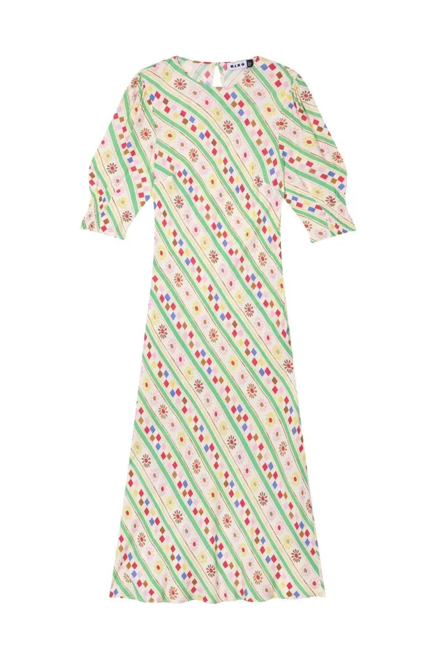 Women Dresses RIXO Jess Cream Retro Stripe Women Dresses RIXO Jess Cream Retro Stripe