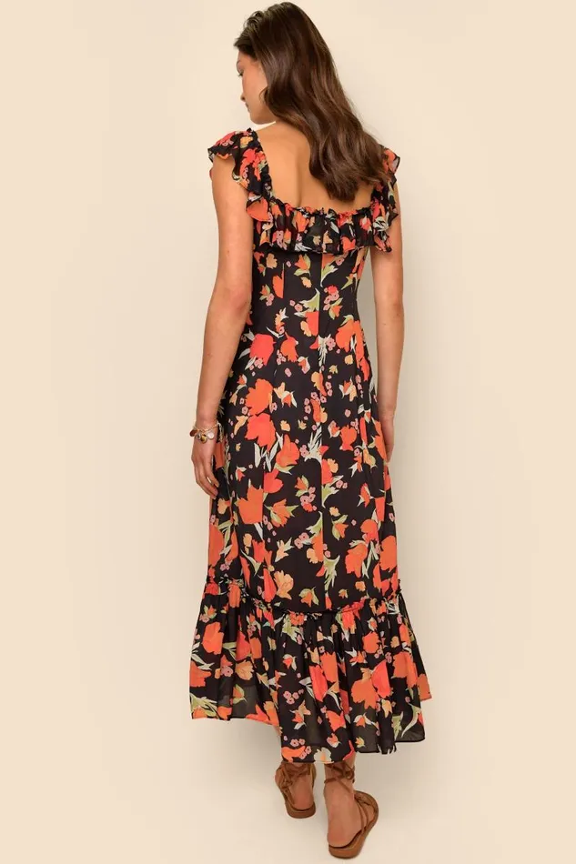 Women Dresses RIXO June Havana Floral Black Women Dresses RIXO June Havana Floral Black
