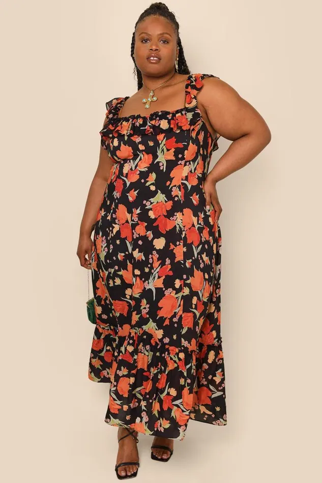 Women Dresses RIXO June Havana Floral Black Women Dresses RIXO June Havana Floral Black