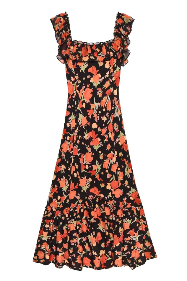 Women Dresses RIXO June Havana Floral Black Women Dresses RIXO June Havana Floral Black