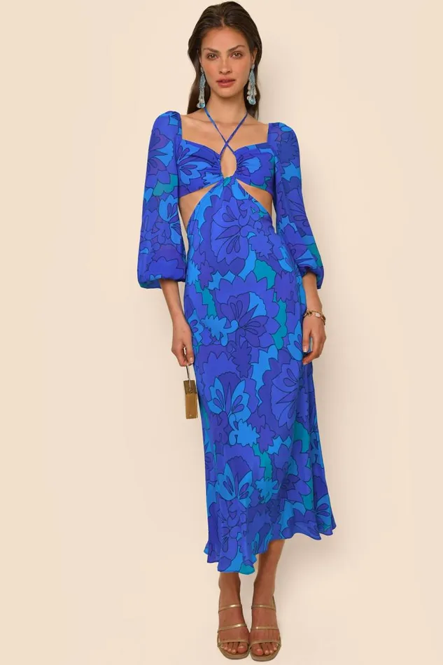 Women Dresses RIXO Kamilla Looking Glass Blue Women Dresses RIXO Kamilla Looking Glass Blue