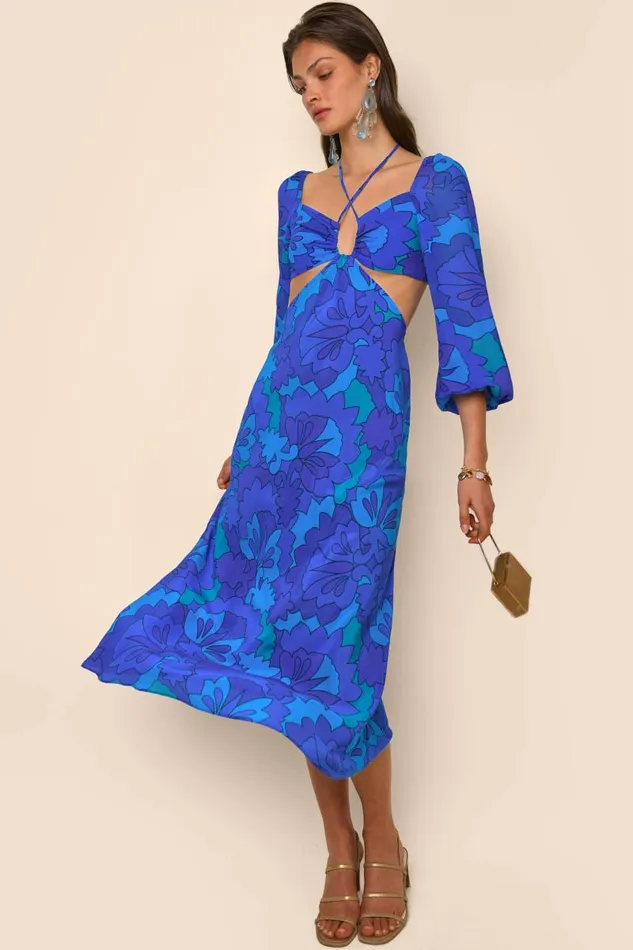 Women Dresses RIXO Kamilla Looking Glass Blue Women Dresses RIXO Kamilla Looking Glass Blue