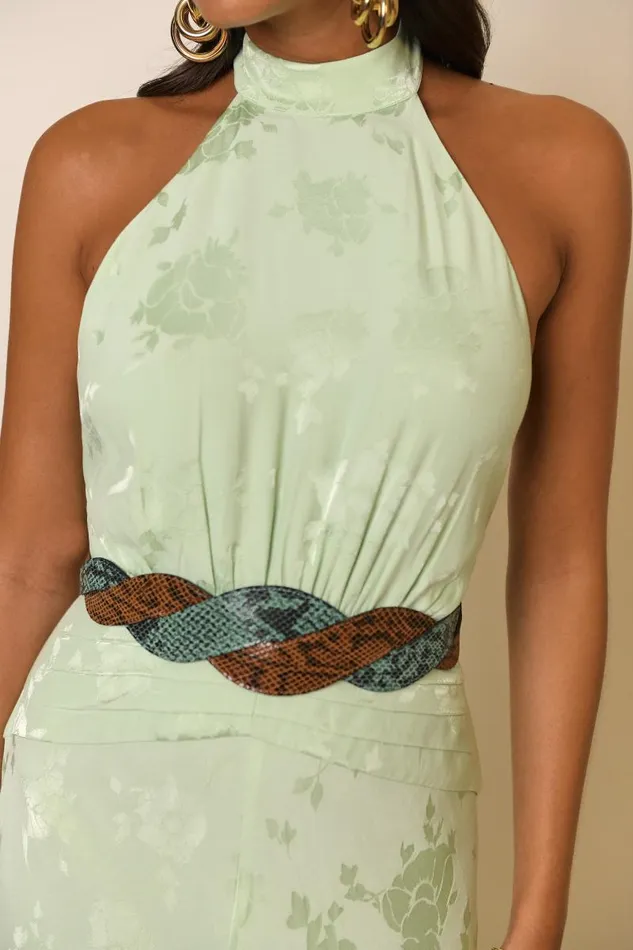Women Dresses RIXO Kendra Pistachio Poppy Jacquard Women Dresses RIXO Kendra Pistachio Poppy Jacquard
