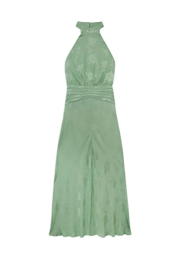 Women Dresses RIXO Kendra Pistachio Poppy Jacquard Women Dresses RIXO Kendra Pistachio Poppy Jacquard