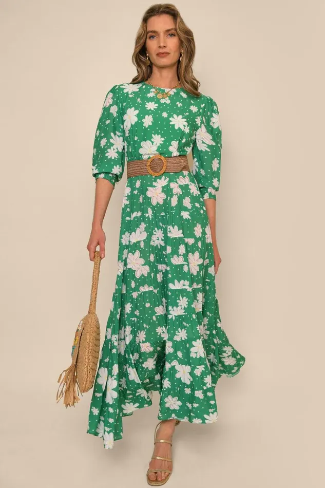 Women Dresses RIXO Kristen Green Daisy Dream
