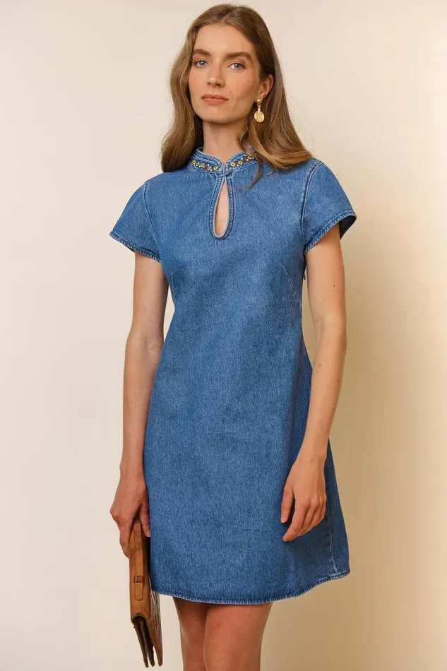 Women Dresses RIXO Lolita Denim Embroidery Women Dresses RIXO Lolita Denim Embroidery