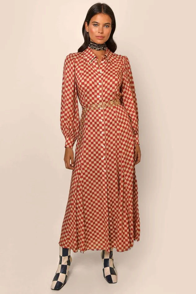 Women Dresses RIXO Maddison Chilli Checkerboard
