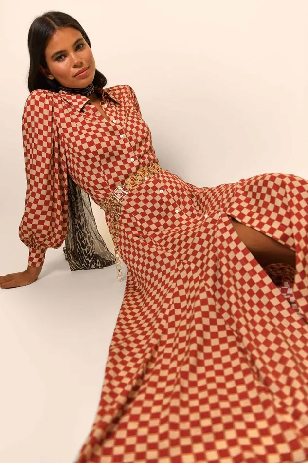 Women Dresses RIXO Maddison Chilli Checkerboard Women Dresses RIXO Maddison Chilli Checkerboard