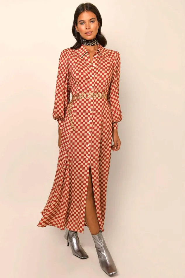 Women Dresses RIXO Maddison Chilli Checkerboard Women Dresses RIXO Maddison Chilli Checkerboard