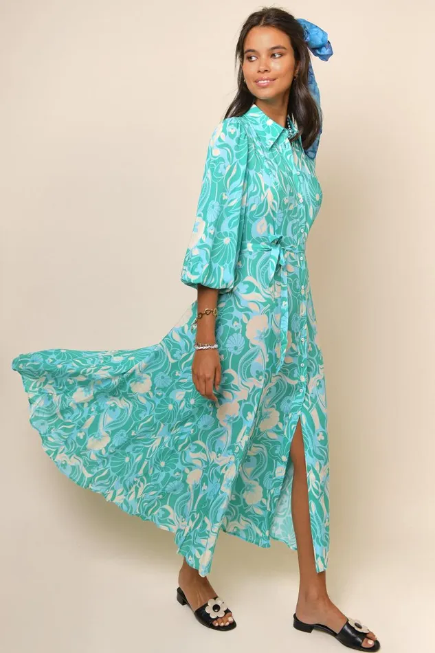 Women Dresses RIXO Maddison Green Abstract Shells Women Dresses RIXO Maddison Green Abstract Shells
