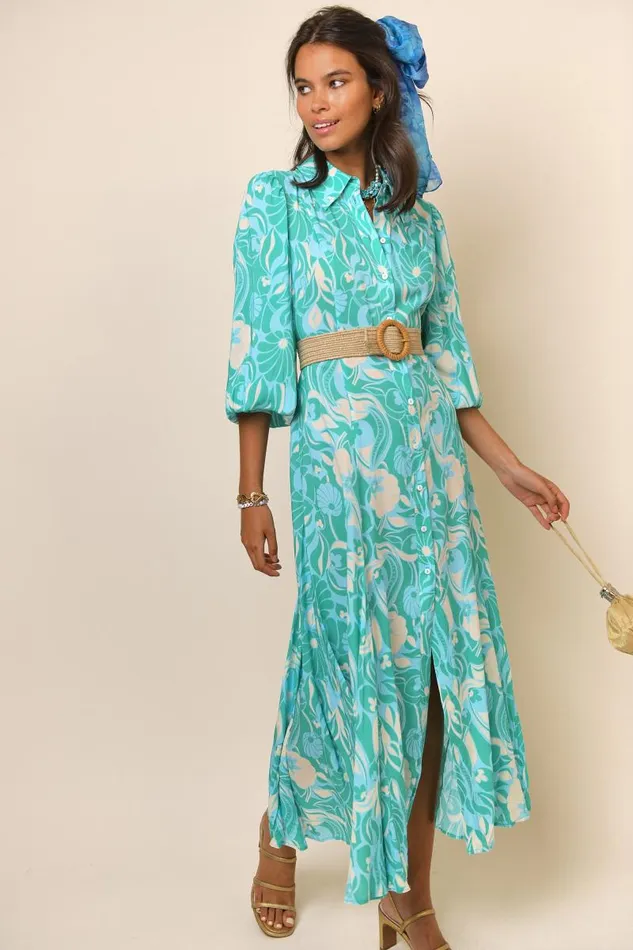 Women Dresses RIXO Maddison Green Abstract Shells Women Dresses RIXO Maddison Green Abstract Shells