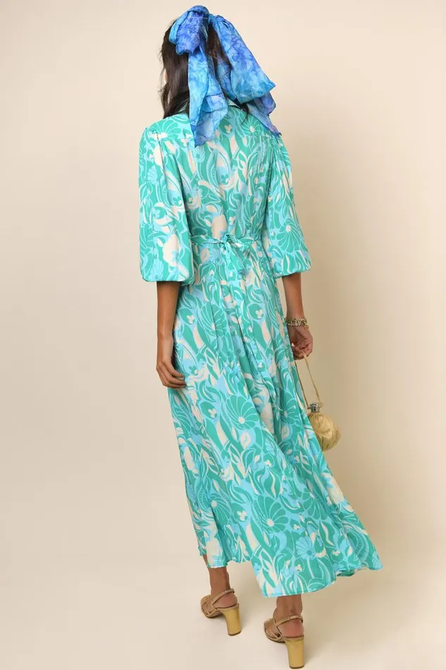 Women Dresses RIXO Maddison Green Abstract Shells Women Dresses RIXO Maddison Green Abstract Shells