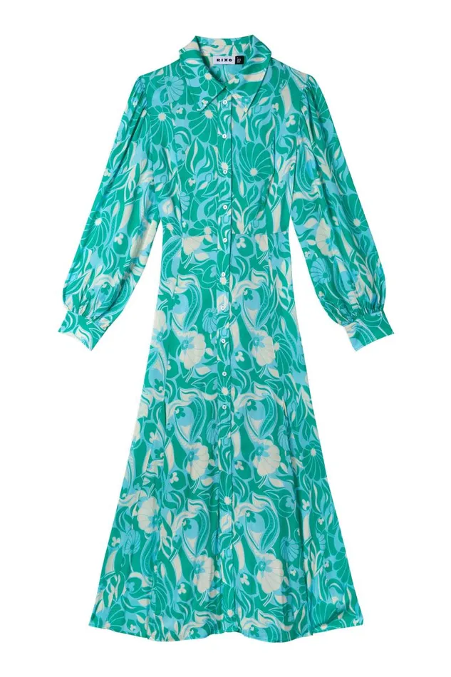 Women Dresses RIXO Maddison Green Abstract Shells Women Dresses RIXO Maddison Green Abstract Shells