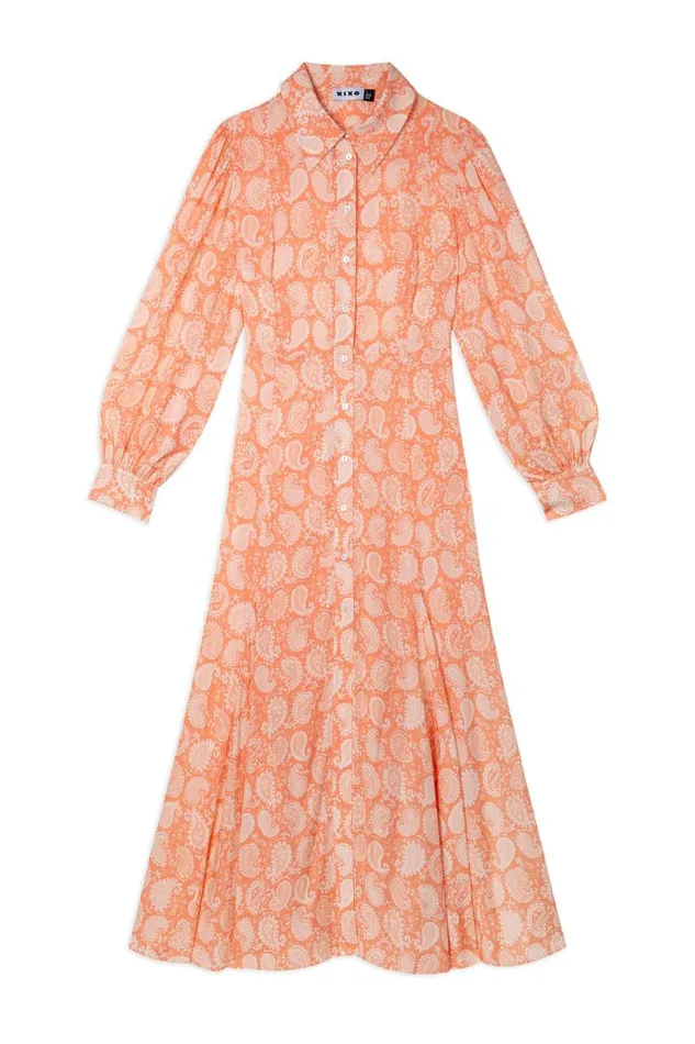 Women Dresses RIXO Maddison Peach Paisley Stamp Women Dresses RIXO Maddison Peach Paisley Stamp
