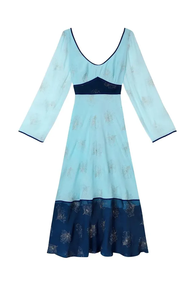 Women Dresses RIXO Mathilde Blue Glitter Feather Mix Women Dresses RIXO Mathilde Blue Glitter Feather Mix