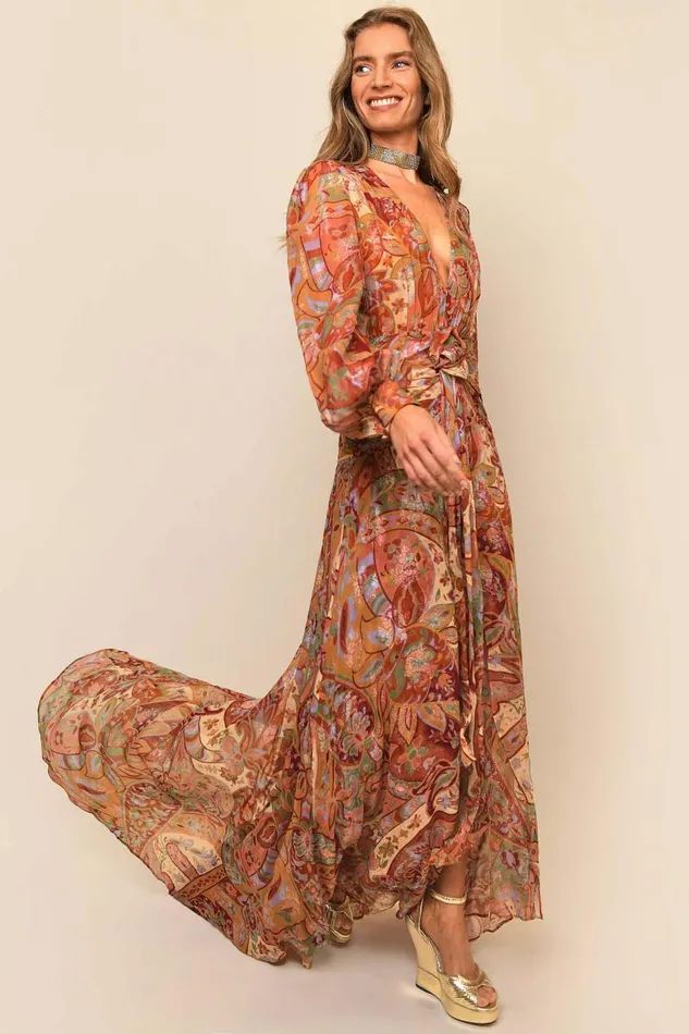 Women Dresses RIXO Meera Dusky Pastel Abstract Paisley Women Dresses RIXO Meera Dusky Pastel Abstract Paisley