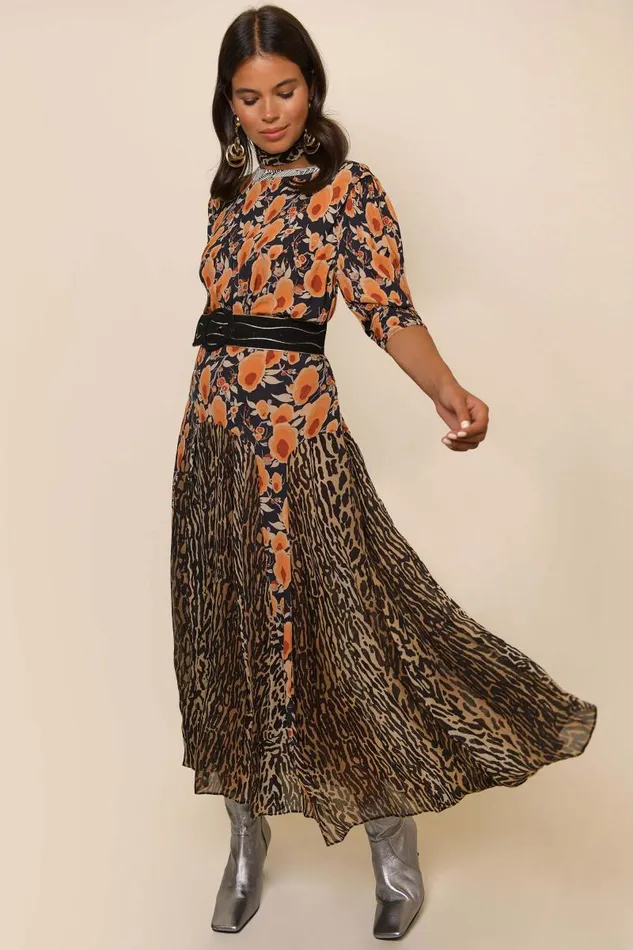 Women Dresses RIXO Meg Sienna Starlet Floral Leopard Mix