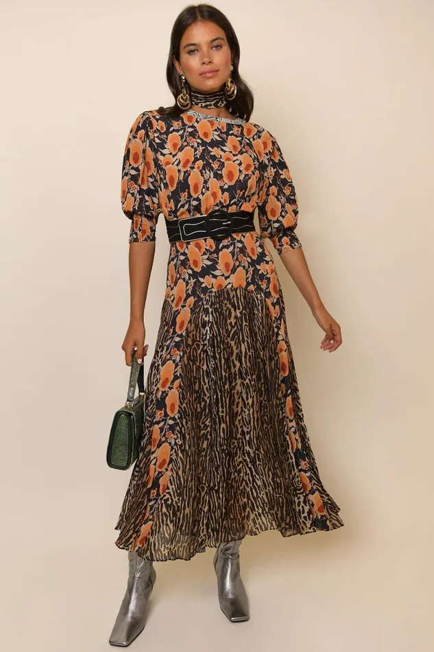 Women Dresses RIXO Meg Sienna Starlet Floral Leopard Mix Women Dresses RIXO Meg Sienna Starlet Floral Leopard Mix