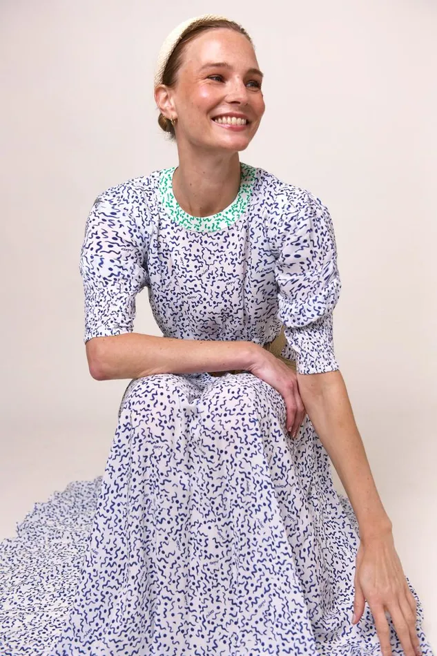 Women Dresses RIXO Meg Squiggle Navy Mix Women Dresses RIXO Meg Squiggle Navy Mix