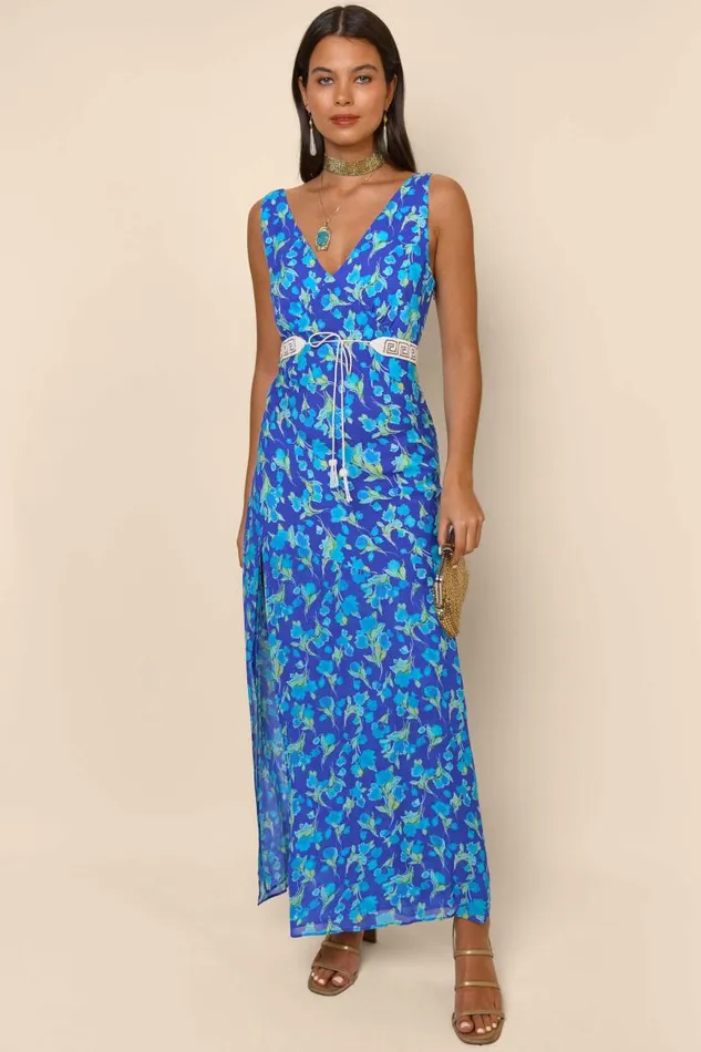Women Dresses RIXO Moniq Fontainhas Floral Cobalt