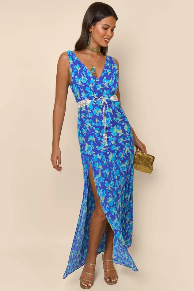 Women Dresses RIXO Moniq Fontainhas Floral Cobalt