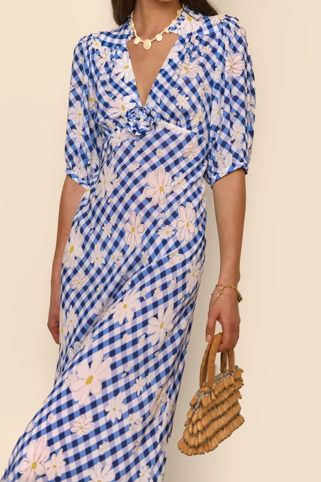 Women Dresses RIXO Nicolette Riviera Daisy Check Women Dresses RIXO Nicolette Riviera Daisy Check