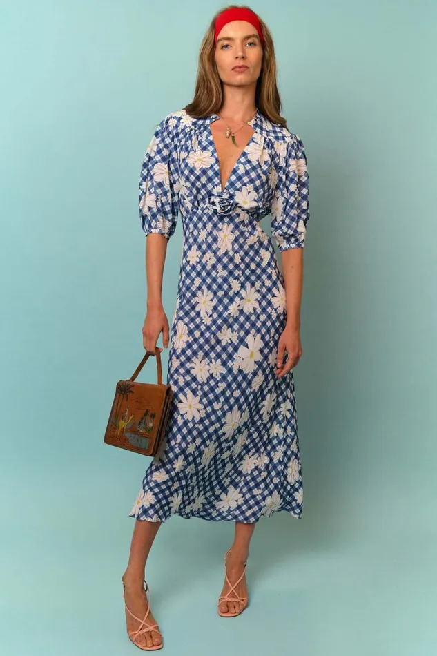Women Dresses RIXO Nicolette Riviera Daisy Check Women Dresses RIXO Nicolette Riviera Daisy Check