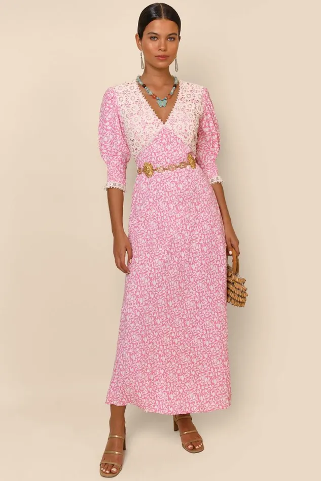 Women Dresses RIXO Olga Lily Trail Pink