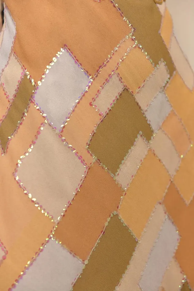 Women Dresses RIXO Ronan Sepia Patchwork Embellished Women Dresses RIXO Ronan Sepia Patchwork Embellished