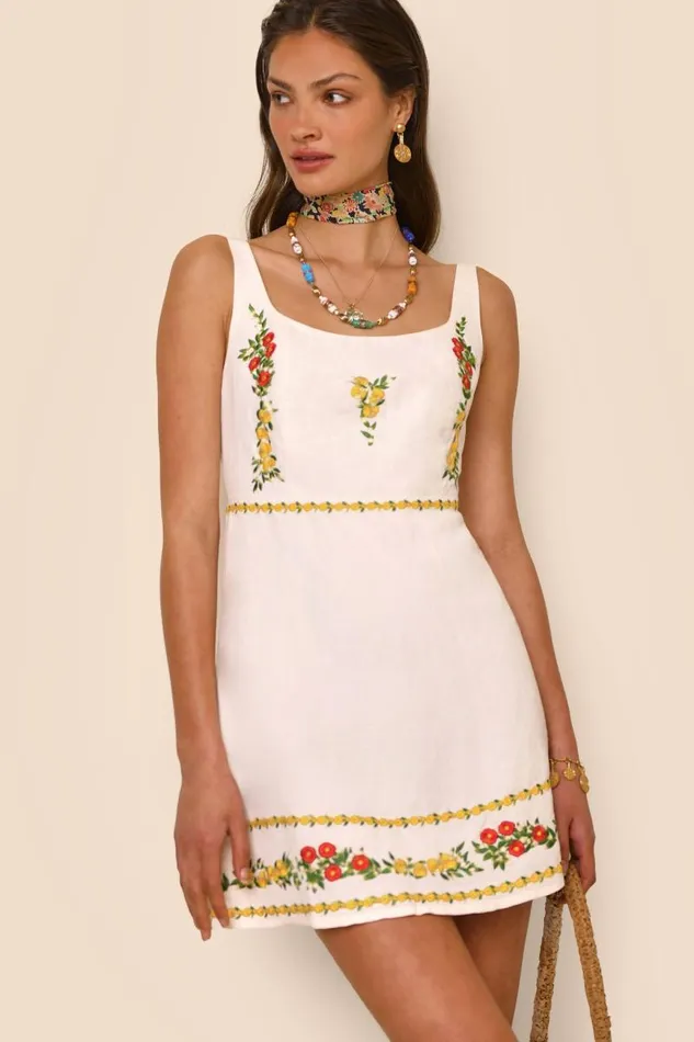 Women Dresses RIXO Ronan Summer Embroidery Cream
