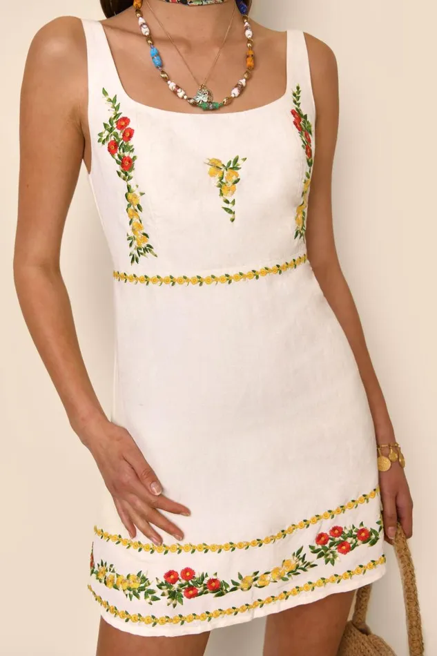 Women Dresses RIXO Ronan Summer Embroidery Cream Women Dresses RIXO Ronan Summer Embroidery Cream
