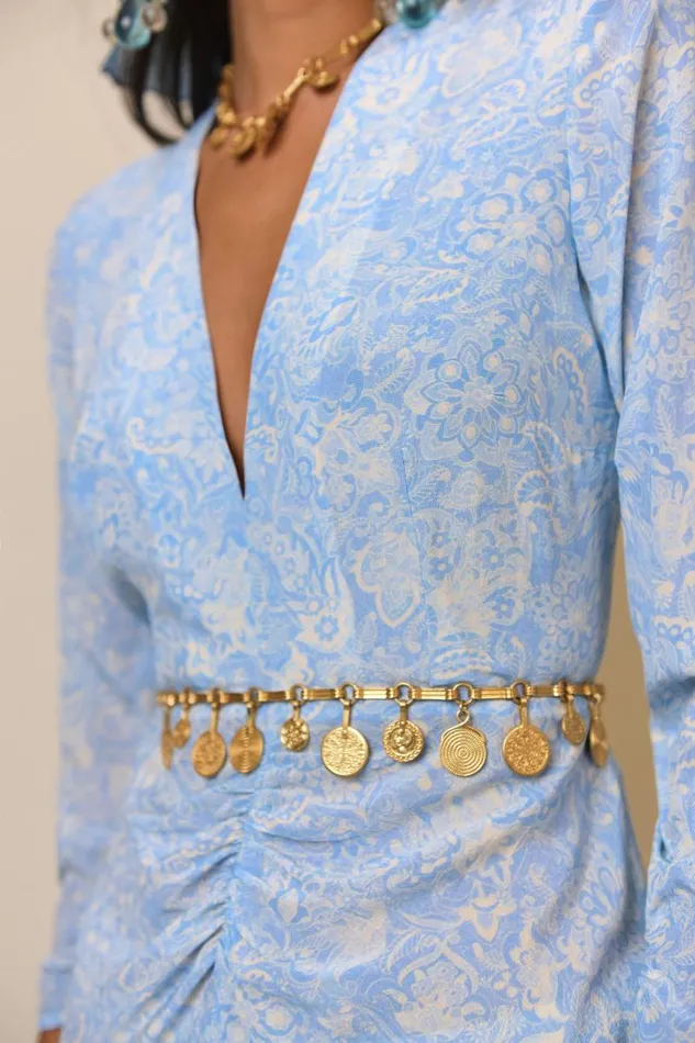 Women Dresses RIXO Rose Dusk Blue Paisley Women Dresses RIXO Rose Dusk Blue Paisley